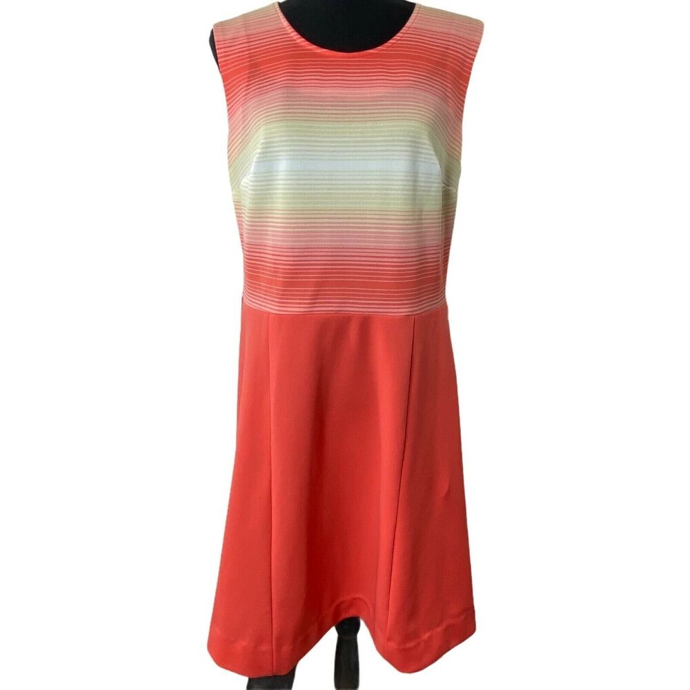 Vintage Asheboro Originals Polyester 1960's Mod Striped‎ Shift Dress